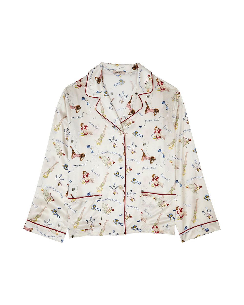 Morgan Lane Girl Talk Jane Pajama Top in white