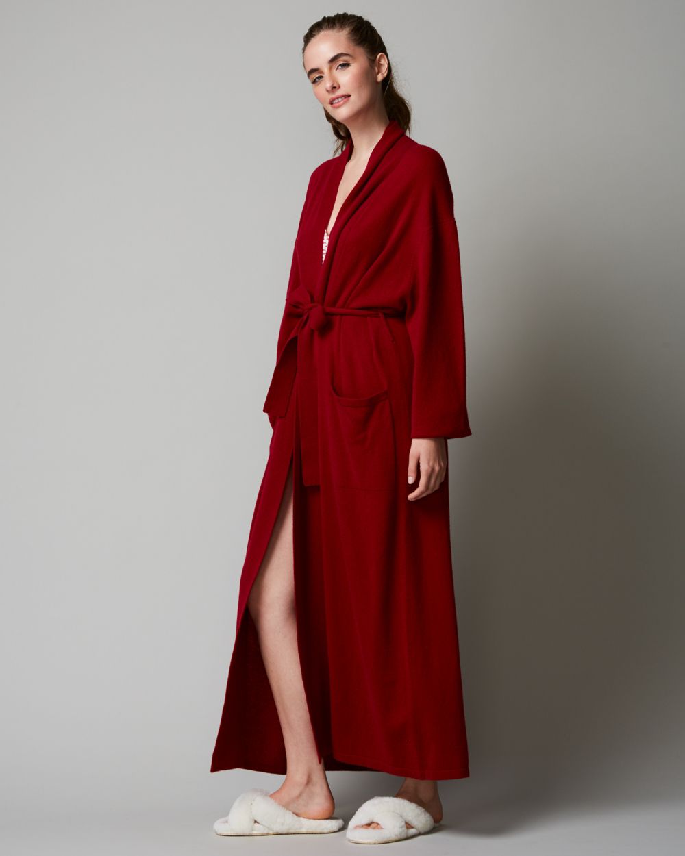 Arlotta Classic Collection Long Cashmere Robe in red