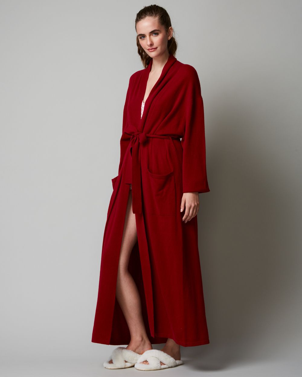 Arlotta Classic Collection Long Cashmere Robe in red