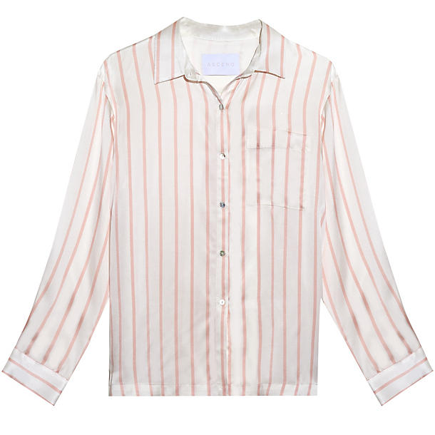 Asceno Blush Stripe Modern PJ Top in pink