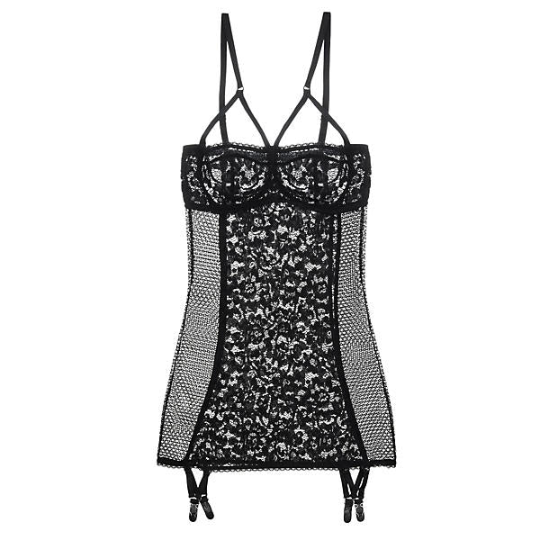 Else Petunia Fitted Slip w/ Removable Suspenders in black