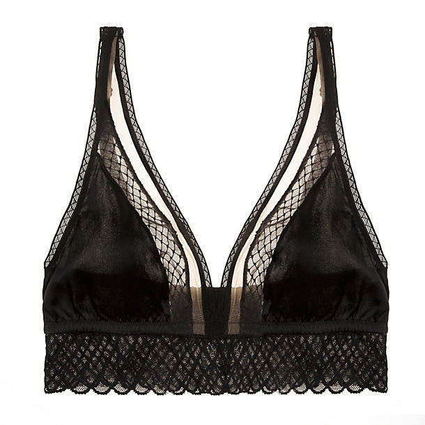 Else Lattice Plunge Wireless Soft Bra in black