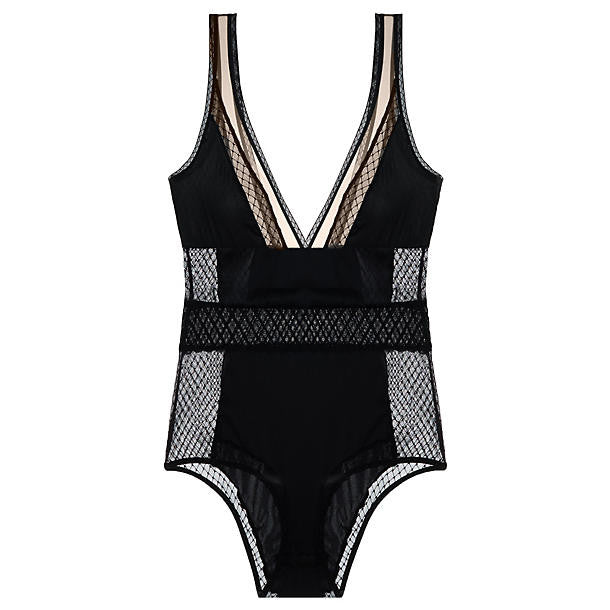 Else Lattice Bodysuit in black