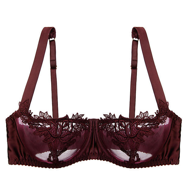 Fleur of England Burgundy Balcony Bra in red