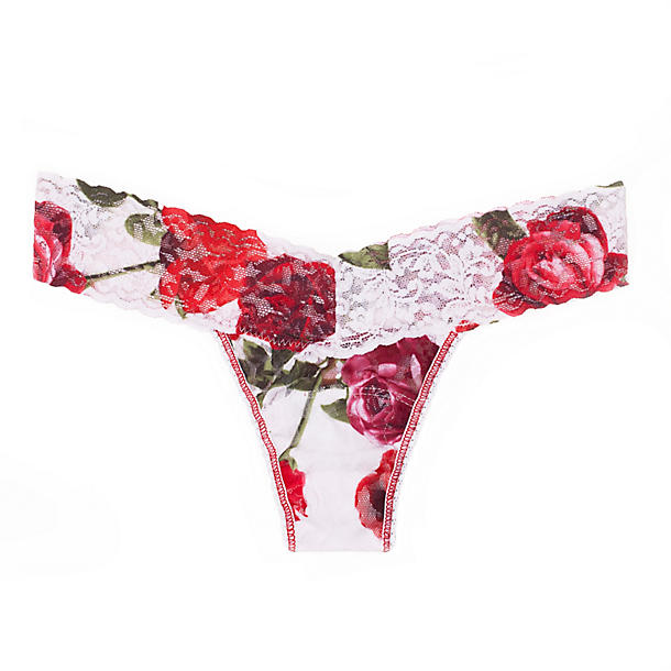 Hanky Panky Rose Red Low Rise Thong in white