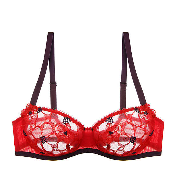 Huit Enchantee Half-Cup Bra in red