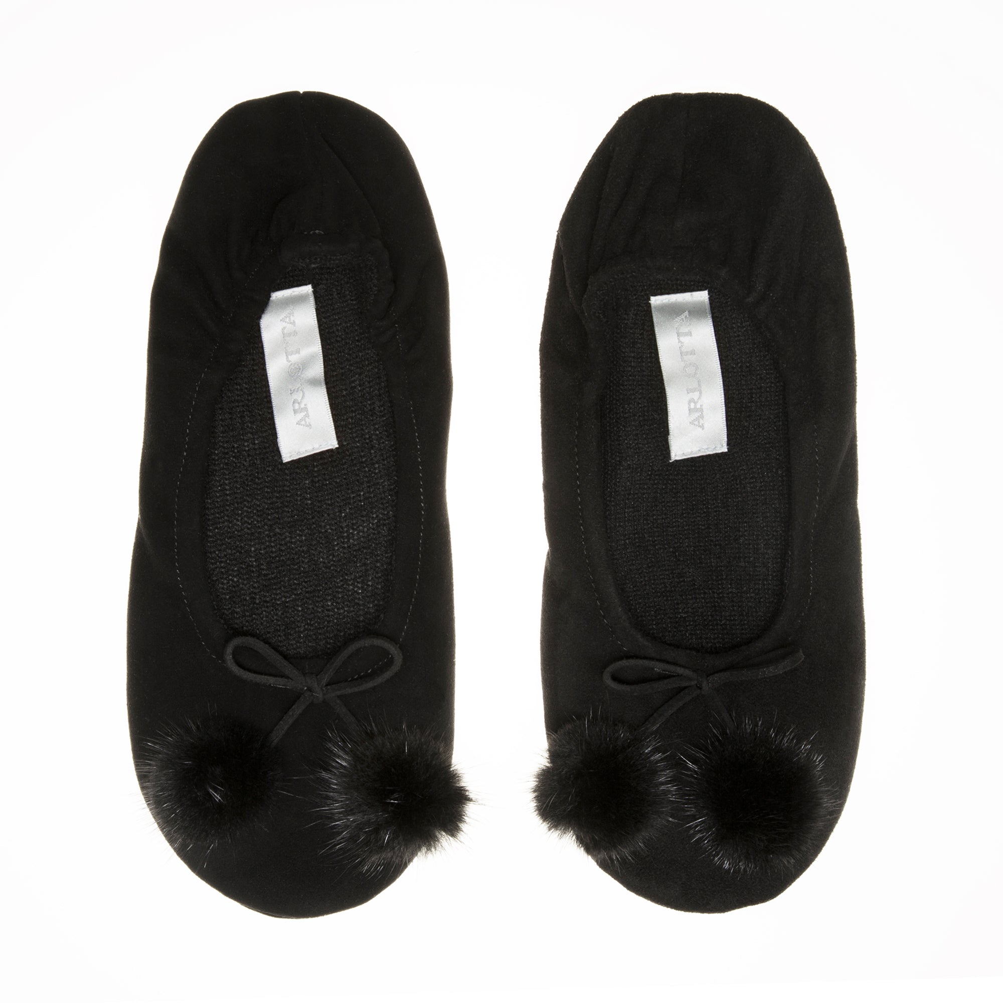 Arlotta Suede Ballet Slipper with Cashmere Lining in black