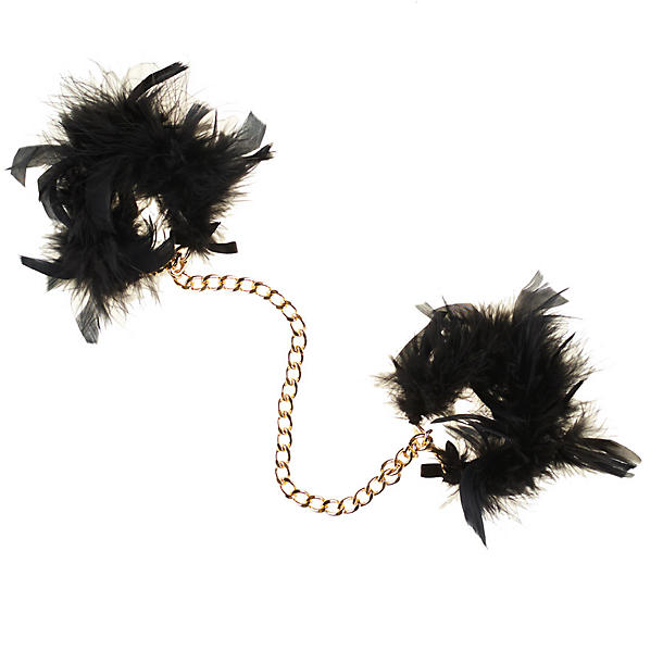 Maison Close Les Menottes Volupte Feather and Chain Cuffs in black