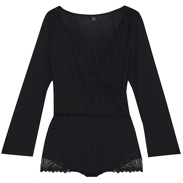 Only Hearts Venice Long Sleeve Playsuit in black