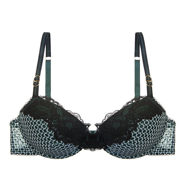 Stella McCartney Anna Printing Contour Plunge Bra in black